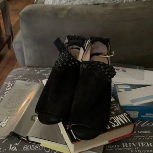 Black spike open toed heel